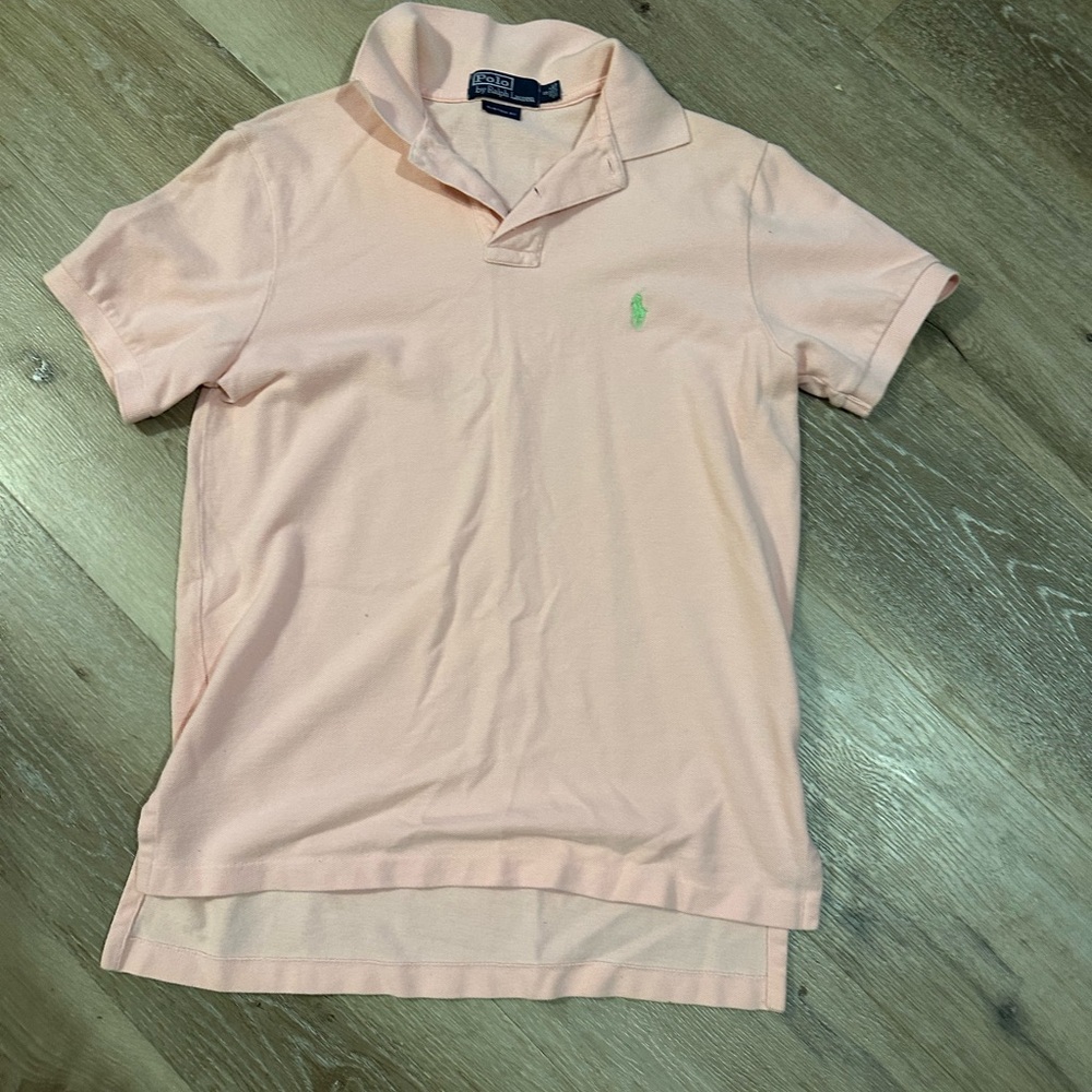 Polo Ralph Lauren Men’s Small Custom Fit Pink Polo Shirt Green Pony Logo